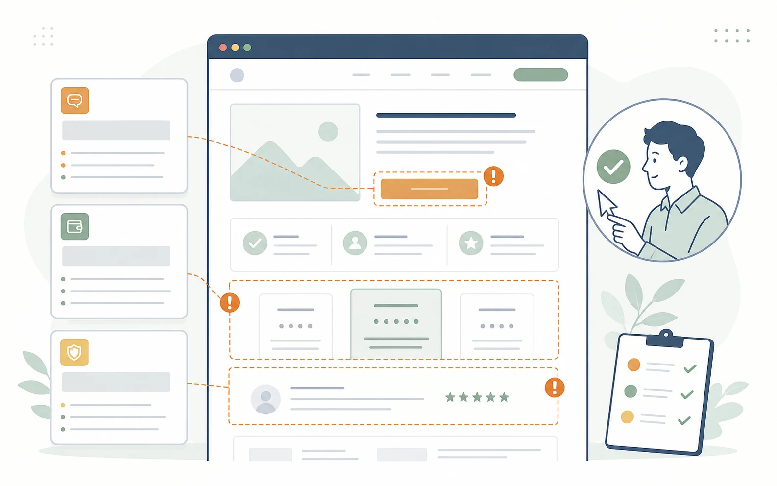 問い合わせが止まりそうな箇所を画面上で確認するイメージ
