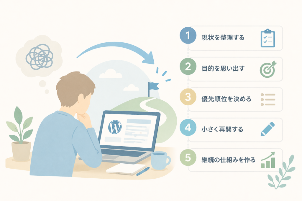 挫折したサイトを再開するときの順番